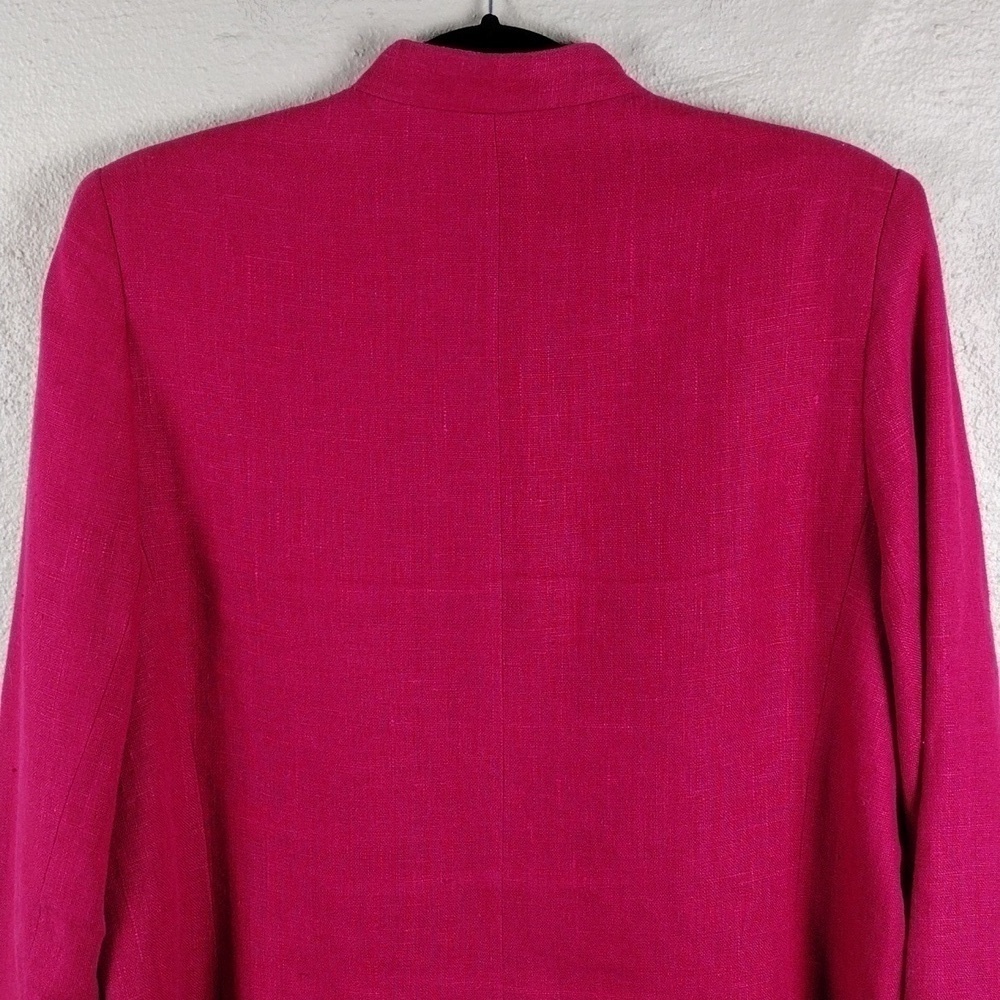 Harve Bernard Petites Pink Linen Long Sleeve Single Breast Button Classic Blazer - Picture 14 of 16